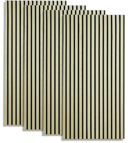 Homestyle4u Akustikpaneele Holz 120x60 cm Hell Wandpaneele 4 Paneele Wand Wandverkleidung Innen Dekorpaneele MDF