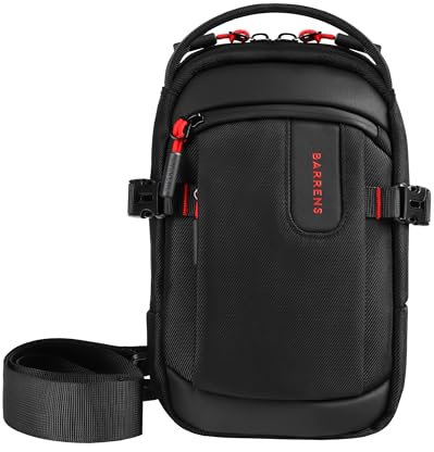 BARRENS Brusttasche Sling Bag Herren: Wasserdicht Crossbody Schultertasche Schulterrucksack, Cross Body Rucksack mit Verstellbarem Gurt für Reisen Wandern Alltag Schwarz mit Rot