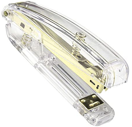 Staplers for Desk, Stapler Minimalist Style Stapler Labor Saving Easy Stapling Acrylic Metal Handheld Stapler Comfortable Grip Staples Small Stapler for Office School (Gold)