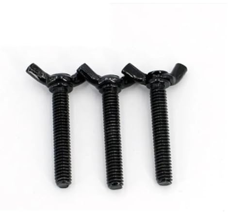 KSeSii 2/10 Pezzi M4 M5 M6 M8 Vite a Testa zigrinata con bullone ad Ala a Farfalla Nera in Acciaio con Nero(25mm,M6 (5Pcs))