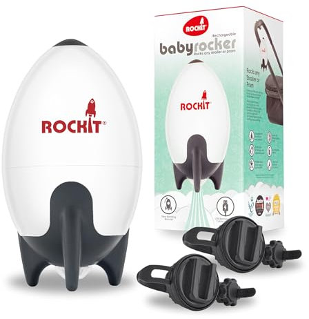 Rockit Rocker Rechargeable with Two Brackets - Baby Sleep Aid Gently Rocks Any Stroller or Buggy, Adjustable Speed with 60 Minute Timer - Fits All Pushchairs & Prams to Create a Baby Bouncer