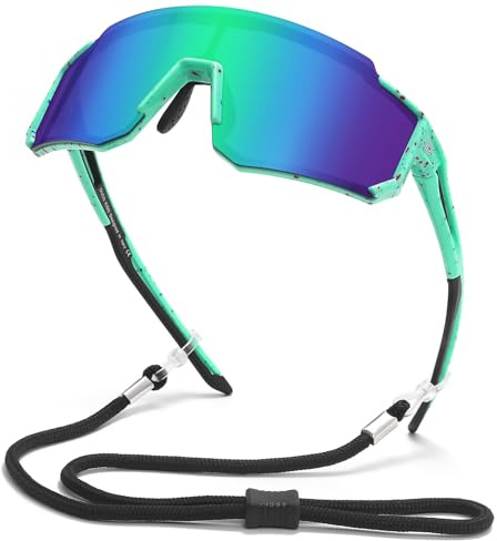 DUCO Lunettes de soleil polarisées pour la jeunesse et le sport - Pour le cyclisme, l'ombre, cadre léger, UV400 - Pour enfant, garçon et fille - Pour le baseball - Lunettes de soleil 8-16 ans DK310