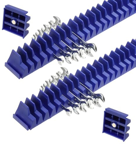 PATIKIL 46pcs Magnetic Wrench Organizer for Tool Box, Magnetic Modular Wrench Organizer Holder Toolbox Universally for 46 Tools Drawer Chest Ratcheting Offset Wrenches, Blue