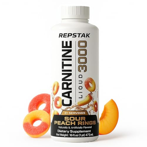 Liquid L-Carnitine 3000mg – Sour Peach Rings Flavour | Liquid Carnitine 3000 Fat Burner Support with B Vitamins | L-Carnitine Liquid 31 Servings, 473mL