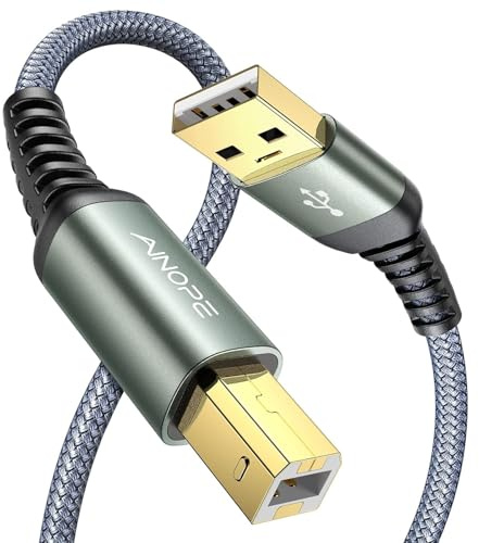 AINOPE USB A to USB B Priner Cable 6.6ft High-Speed USB 2.0 MIDI USB Cable, Nylon Braided USB A to B Printer Cord for HP, Canon, Brother, Samsung, Dell, Epson, Lexmark, Xerox, and More
