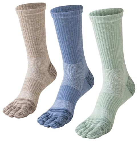 ORVYTHA Merino Wool Toe Socks For Hiking Men&Women Thermal Winter Warm Boot Work Cushion Five Finger Socks 3 Pairs