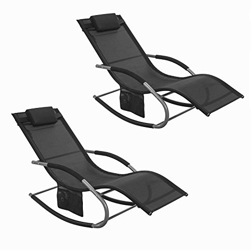 SoBuy 2 x Gungstol för trädgården Solsängar Loungestolar Svart OGS28-SCHX2