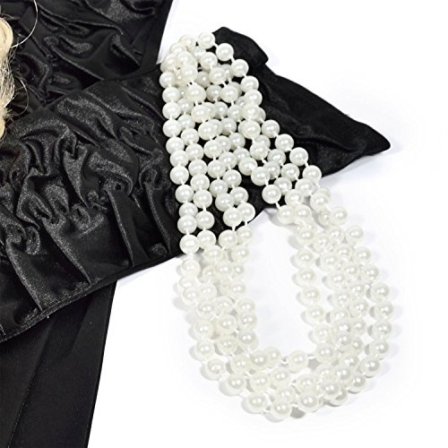 GOODS+GADGETS® Pärlhalsband 180 cm – Charleston 20-tals Flapper | Långt pärlhalsband för kostym – vit faux-pärla, kan bäras dubbel, passar burlesque & temafest