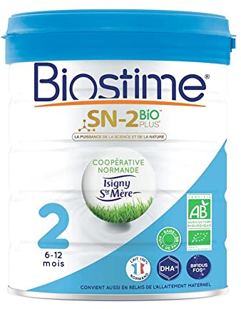 Biostime SN-2 Bio Plus - Lait infantile Bio 2ème âge en poudre de 6 à 12 mois (800g)