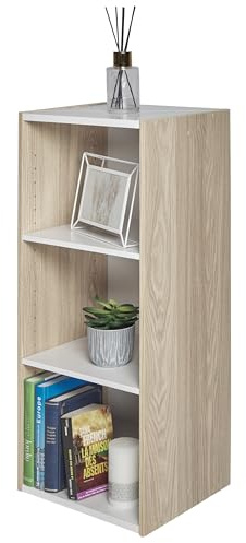 Iris Ohyama, Bibliotheque Gain de Place, Extra Large 3 Etageres, Marron Clair, Réglable, Modulable, pour Salon, Bureau, Chambre, Livres, CD, Petit Meuble de Rangement, Montage Facile, UB-9035