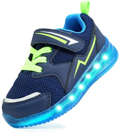 AMZZPIK Toddler Light Up Shoes for Boys Kids Led Sneakers Breathable Mesh Tennis Shoes for Toddler Dark Blue Size 5