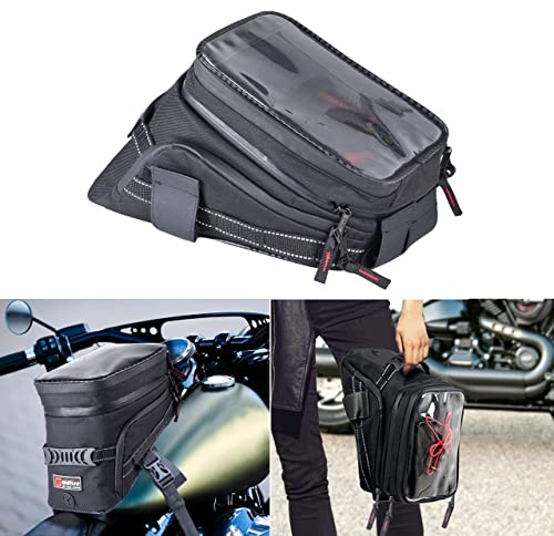 Sresk Motorcycle Tank Bag w/Strap Storage Bag Compatible with Honda Yamaha Suzuki Kawasaki Harley Water Resistant (Black)