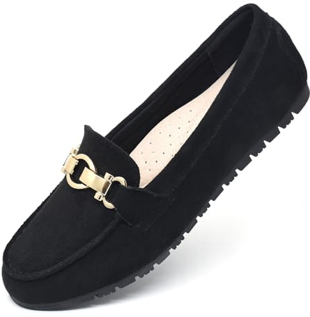 Cvistpieo Loafers for Women Casual Moccasins Women's Comfortable & Lightweight Penny Loafers Slip On Flat Shoes Suede Black Size 10 Wide Width