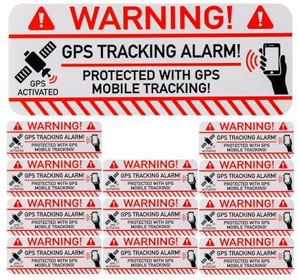 Set d'autocollants GPS TRACKING ALARM !, 12 pcs, 7,5 x 3 cm, film autocollant, autocollant extérieur, autocollant d'avertissement intérieur et extérieur, autocollant de protection contre le vol