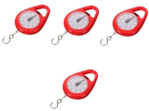 Gatuida 4 Stück Federwaage kranwaage crane scale Gewichtsmaßstab Gewichtsskala tragbare Waage Gepäck Waage mechanisch Bleiben Sie griffbereit Reiseskala Werkzeug reisen Kofferwaage Stahl