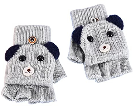 Saiyana Children Half Finger Gloves With Knitted Gloves Cartoon Dog Gloves For Kids Fingerless Winter Warm Mittens Knitted Gloves Fingerless Cartoon Dog Gloves