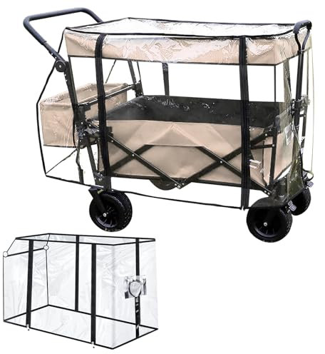 Bollerwagen Regenschutz, Regenschutz Bollerwagen Universal, Regenverdeck Bollerwagen Transparent Faltbare Bollerwagen Zubehör für Handwagen Strand Regenschutzhülle