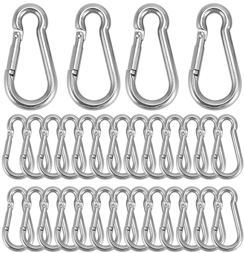 QWORK® 30-pack M4 karbinhakar – 304 rostfritt stål – lastkapacitet upp till 54 kg – rostbeständig och hållbar – perfekt för camping, vandring, nyckelringar, vattenflaskor