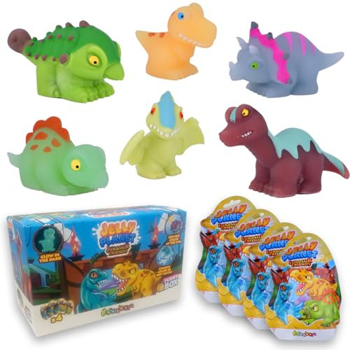 #sbabam Funny Box Jurassik Friends Jelly Planet, Superweiche Kinder Dinosaurier, 4 Stück, Kinderspielzeug Kiosk mit T-Rex Triceratops und Anderen - Spielzeug-Tiere für Kindergeschenke 3 Jahre