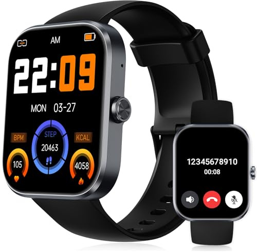 Smlper Smart Watch for Men Women,1.91 HD Smart Watches Answer/Make Calls,Fitness Watch with Heart Rate Sleep Monitor,110+Sports,Step Counter Activity Trackers,Smartwatches for Android IOS (Black)