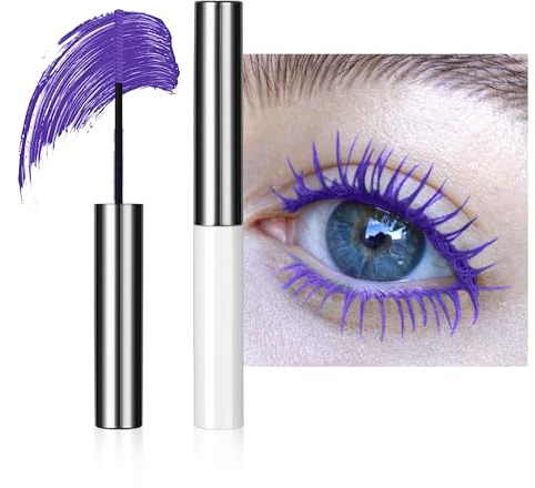 LOPHE Bunt Wimperntusche Wasserfest, 5D Silk Fiber Mascara Feiner Pinsel Waterproof, langlebig, wischfest, voluminös und charmant, Mascara Fast Dry False Lash Effect Extension Make-Up(08#Violettblau)