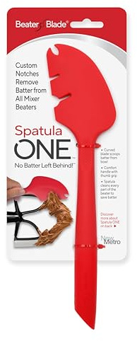 Silicone Spatula ONE Mixer Beater Scraper and Spatula, Cherry Red