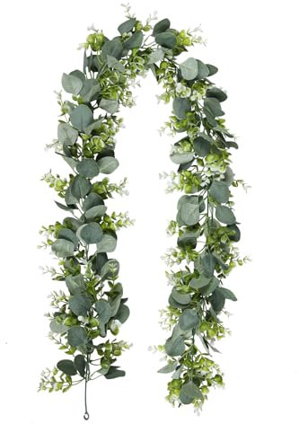 Olrla 180cm Künstliche Girlanden Eukalyptus Pflanze Hängepflanze für Hochzeitsstrauß, Blume, Heimdekoration