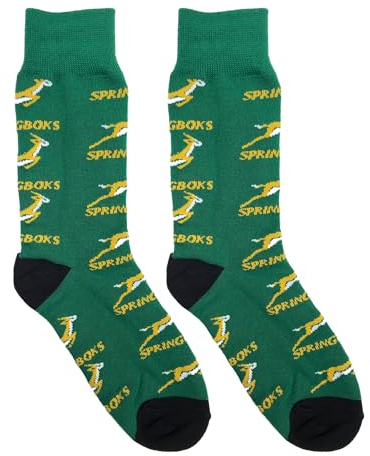 Beyond Happy South Africa Rugby Springboks Supporters' Socks - Unisex, Baumwolle Rich Bokke Rugby Fans Socken, mehrfarbig, Einheitsgröße