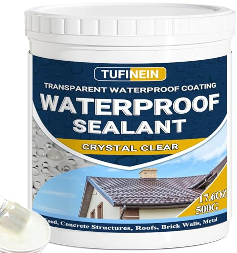 TUFINEIN Impermeabilizante Transparente 500G, Revestimiento Impermeable Definitivo Interiores y Exteriores, Sellador de Fugas Transparente Revestimientos Impermeables al Agua