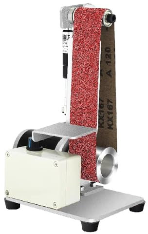 LeTkingok Mini Levigatrice Elettrica per Nastri, Smerigliatrice Da Banco per Affilatura Coltelli, Lucidatrice Fai Da Te Da 300W con Tavolo Da Lavoro Regolabile