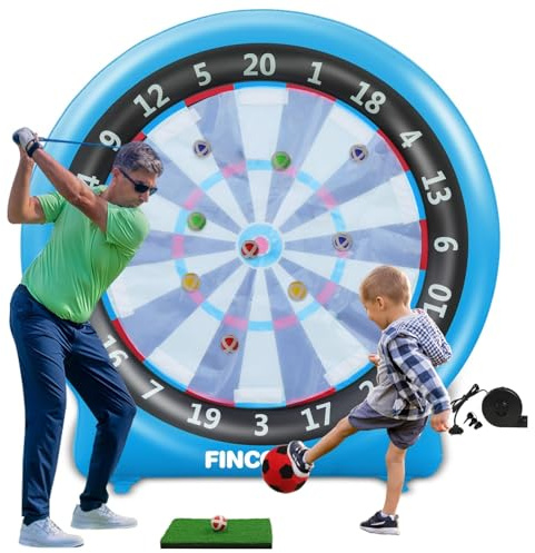 Giant Inflatable Dartboard, Kick Darts Outdoor Indoor Soccer Dartboard Game Golf Dart Throw Darts with Pump, Giant Dart Board Target Yard Games for Kids & Adults 20+Games, Blue