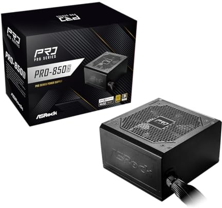 ASRock PRO 850G Power Supply - 850W 80 Plus Gold Certified, ATX 3.1 & PCIe 5.1 Ready, Native 12V-2x6 Connector, 120mm Low-Noise Fan, 3-Year Warranty