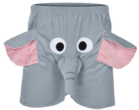 Korta byxor för män, roliga kalsonger, herrshorts, kalsonger med snabb, elefant, tanga, män, rolig elefant, boxershorts, nyhetsbyxor, presenter, boxershorts med djurmotiv, GRÅ, M