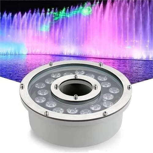 12V lågspännings LED-undervattensbelysning for pool, IP68 vattentät nedsänkbar ringfontänlampa i mittenhålet, dammbelysning(Green,9W(12V))