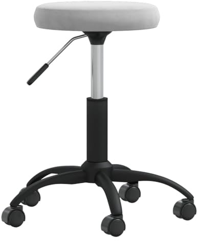LoogCape Tabouret de massage en velours gris clair réglable avec roulettes pour bien-être, bureau et maison Fauteuil de relaxation de qualité supérieure avec rotation à 360 degrés, ressort à gaz
