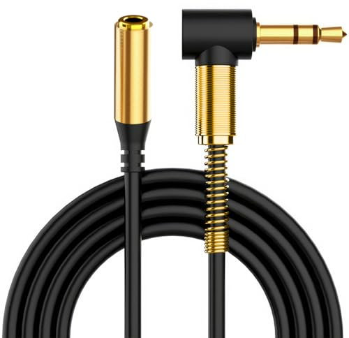 ULTRICS Headphone Extension Cable 3M, 3.5mm Mini Jack Auxiliary Audio Lead, Right Angle Male to Female AUX Earphone Extender Cord Compatible with Smartphone iPad Tablet MP3 Speaker Headset Car Stereo