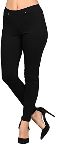 Lildy Women's Denim Jeggings, Stretchable Cotton Blend, Black, Small-Medium