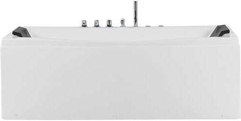 Baignoire Balnéo en Acrylique Blanc avec Fonction Hydromassage 2 Appui-Têtes et Éclairage LED intégré pour SPA à Domicile Beliani