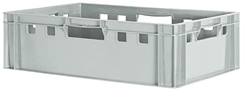 1x Euro Apilamiento de Plástico Caja Industrial Euro Caja Almacenamiento Eurobox E2 Gris Kingpower