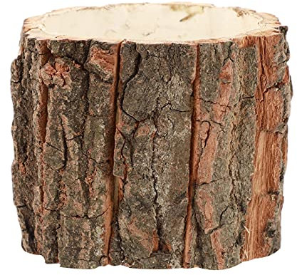 DOITOOL Tree Stump Planter ： Wooden Flower Barrel, Succulent Planter, Decorative Tree Stump Shape Flower Pot, Bonsai Pots for Outdoor Indoor Decor -12x12x10cm