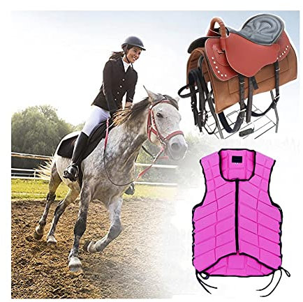 Equestrian saddle set Equestrian Protective Vest,Horse Riding Safety Vest Body Protective Gear For Men Women Toddler Kids Boys Girls(Color:Rose,Size:CM+B)