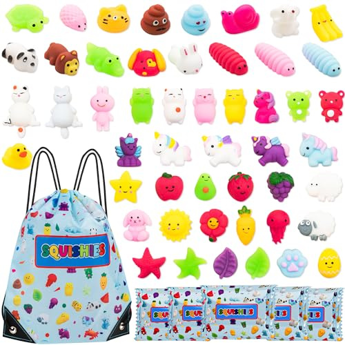 Karids Juguetes Squishy Paquete Surtido de 50 Squishies: Kawaii -Regalos para niños - Regalos cumpleaños niños Colegio - Detalles cumpleaños niños -Relleno piñatas de cumpleaños Infantil, Pequeño