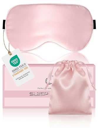 Aosun Maschera per dormire sul fianco, 22 momme, 100% pura seta di gelso naturale, per uomini e donne, 99% occhiali da notte con elastico regolabile per viaggi