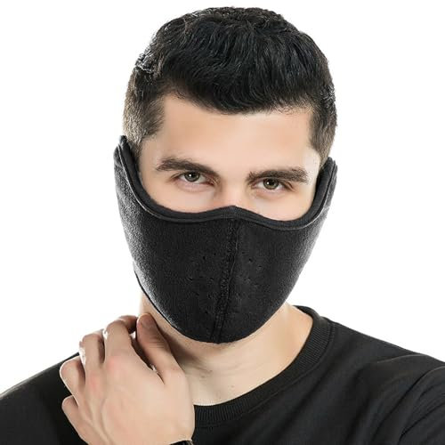 YzoTek Unisex Winter Warm Mask with Ear Cover - 360 Degree Wrap Dustproof Breathable Half Face Mouth Cover Face Earflaps