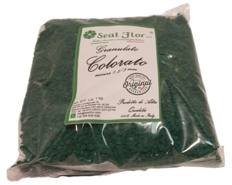 Seat Flor SRL® Sabbia Colorata granulare, Granulato colorato, pietrisco colorato, granella Colorata (25 Colori Disponibili) Mis. 1,5/3 mm in Busta da 1 kg. (Verde Scuro)
