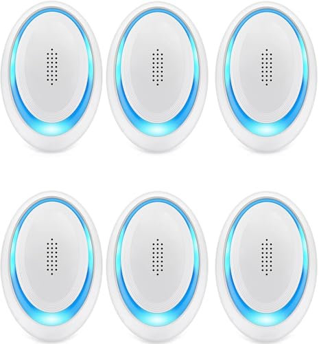 Ultrasonic Pest Repellers (6 förpackningar), elektronisk musrepeller plug in bug repeller för inomhus skadedjursbekämpning för mikrofon, myggor, spindlar, cockroaches, Ants, Flea, Vermin Harmless to