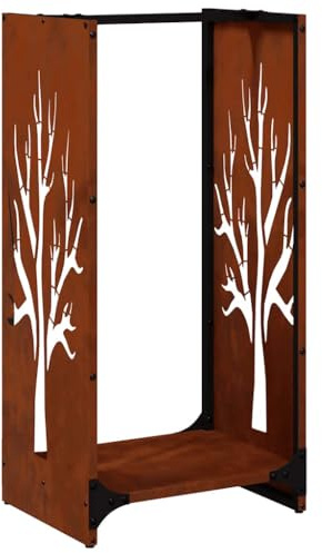 vidaXL Firewood Log Rack 40x30x80 cm Weathering Steel - Large Capacity Indoor/Outdoor Fireplace Log Holder for Winter