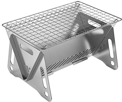 JDIEOQA Folding Campfire-Grill, Portable Stainless Steel Grate Barbeque Grill Small Camping Grill for Picnics,Backpacking,Outdoor