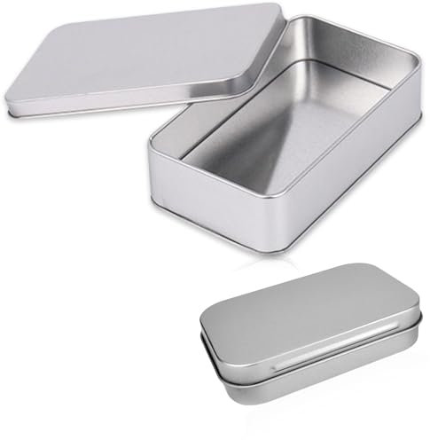 FNSIGHD Small Tins with Lids,Silver Metal Tins with Lids,Rectangular Metal Tin,Portable Small Tin Box,Basic Necessities Home Storage Organizer,Mini Portable Box,for Candy Jewelry Earring Coin Key