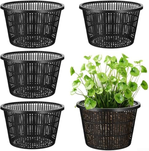 HpLive Lot de 5 grands pots en maille hydroponique pour plantes aquatiques - 21 cm - En plastique - Pour plantes de bassin et orchidées